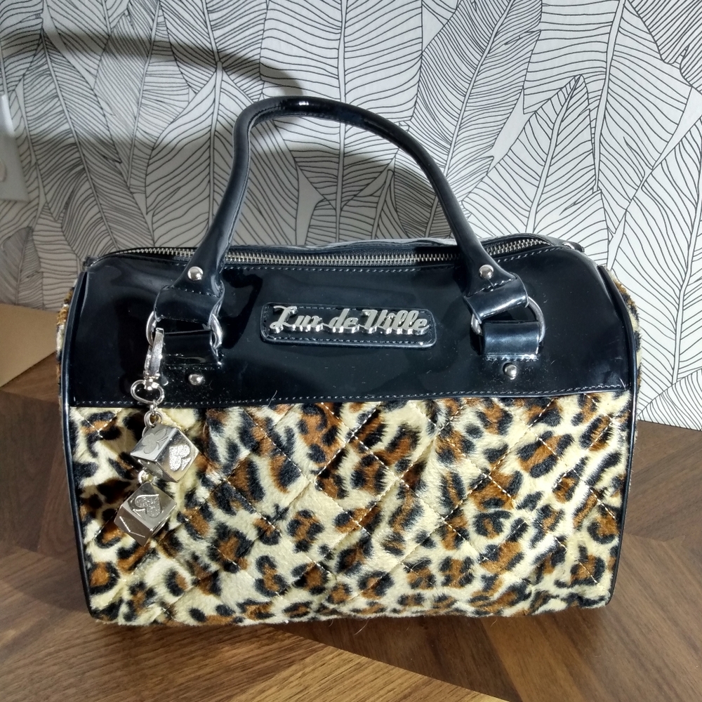 Lux de Ville - Atomic Tote, black vinyl & leopard
